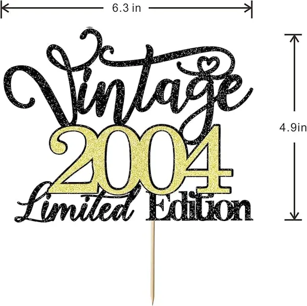 Black_Vintage_2004_Limited_Edition_Cake_Topper_|_Black_And_Gold_Color_Glitter_Cake_Topper_|_Glitter_Cake_Decoration_|_B'Day_Celebration/Black_&_Gold_Color