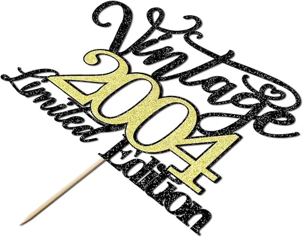 Black_Vintage_2004_Limited_Edition_Cake_Topper_|_Black_And_Gold_Color_Glitter_Cake_Topper_|_Glitter_Cake_Decoration_|_B'Day_Celebration/Black_&_Gold_Color