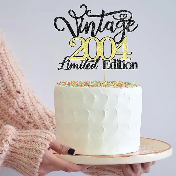 Black_Vintage_2004_Limited_Edition_Cake_Topper_|_Black_And_Gold_Color_Glitter_Cake_Topper_|_Glitter_Cake_Decoration_|_B'Day_Celebration/Black_&_Gold_Color