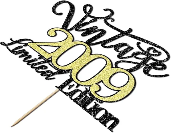 Black_Vintage_2009_Limited_Edition_Cake_Topper_|_Black_And_Gold_Color_Glitter_Cake_Topper_|_Glitter_Cake_Decoration_|_B'Day_Celebration/Black_&_Gold_Color