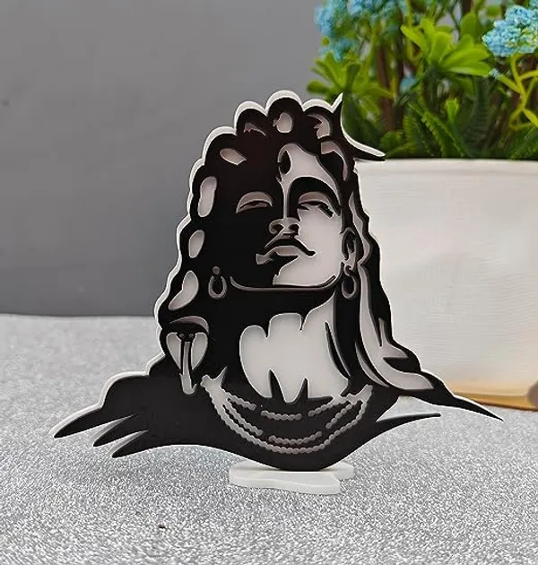 Multicollor_Acrylic_Adiyogi_Shiva_Statue_|_Adiyogi_Mahadev_Statue_On_A_Stand_|_For_Home/Car_Dashboard_Idol/Gift_Item/Wall_Decor/Table_Decor/Festive_Decor_|_5Mm_Thick/Glossy_Black