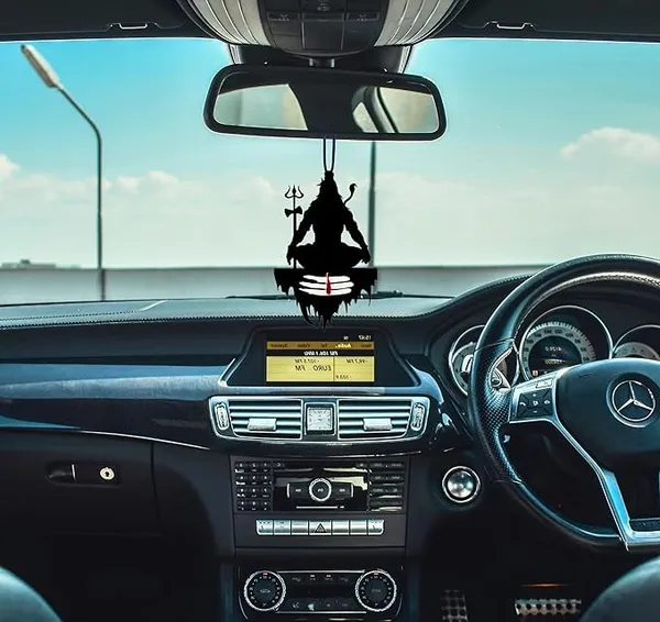 Multicollor_Acrylic_Adiyogi_Dream_Catcher_|_Lord_Shiva_Car_Hanging_|_Adiyogi_Shiva_In_Meditating_Position_|_Attracts_Positive_Energy_|_4.5"_Height/Black