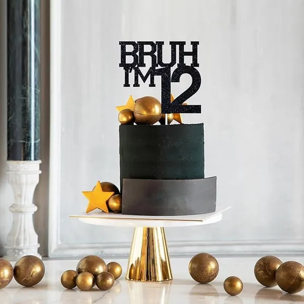 Black_Bruh_I'M_12_Black_Glitter_Cake_Topper_|_Happy_12Th_Born_Day_|_It'S_My_12Th_Birthday_|_Cool_Party_Decoration_For_Kids