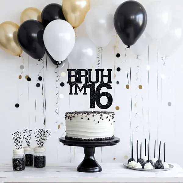 Black_Bruh_I'M_16_Black_Glitter_Cake_Topper_|_Happy_16Th_Born_Day_|_It'S_My_16Th_Birthday_|_Cool_Party_Decoration_For_Kids