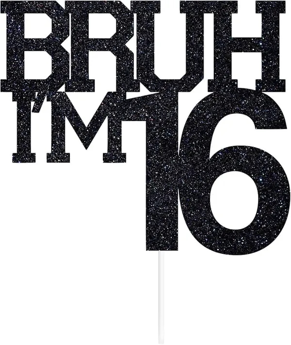 Black_Bruh_I'M_16_Black_Glitter_Cake_Topper_|_Happy_16Th_Born_Day_|_It'S_My_16Th_Birthday_|_Cool_Party_Decoration_For_Kids