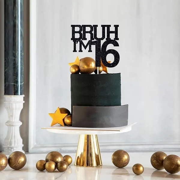 Black_Bruh_I'M_16_Black_Glitter_Cake_Topper_|_Happy_16Th_Born_Day_|_It'S_My_16Th_Birthday_|_Cool_Party_Decoration_For_Kids