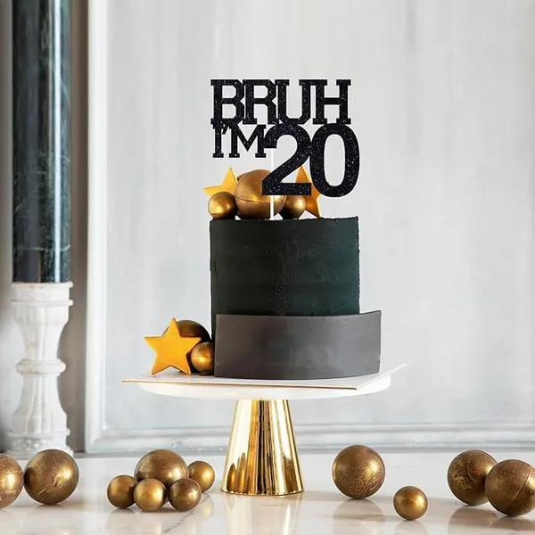 Black_Bruh_I'M_20_Black_Glitter_Cake_Topper_|_Happy_20Th_Born_Day_|_It'S_My_20Th_Birthday_|_Cool_Party_Decoration_For_Kids