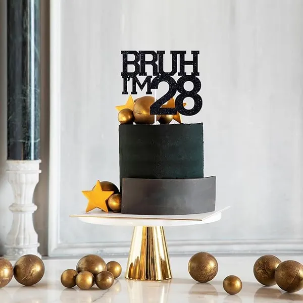Black_Bruh_I'M_28_Black_Glitter_Cake_Topper_|_Happy_28Th_Born_Day_|_It'S_My_28Th_Birthday_|_Cool_Party_Decoration_For_Kids