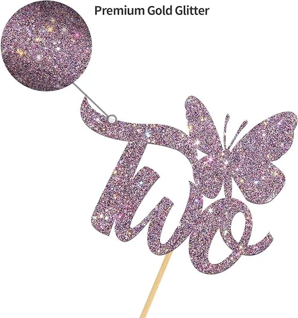 Multi_Glitter_Cake_Topper_|_Two_Butterfly_Cake_Topper_For_Second_Birthday_|_Cake_Decoration_|_Second_Anniversary_Cake_Decoration_|_Cake_Decorating_Supplies/Pack_Of_1_/_Purple_Color