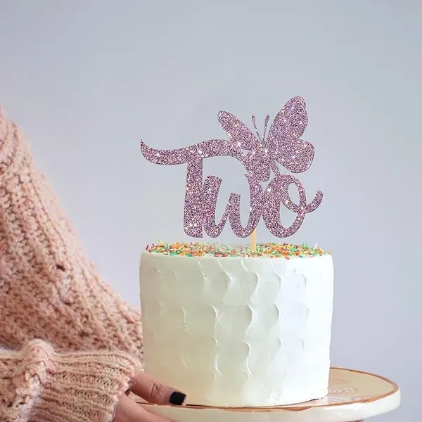 Multi_Glitter_Cake_Topper_|_Two_Butterfly_Cake_Topper_For_Second_Birthday_|_Cake_Decoration_|_Second_Anniversary_Cake_Decoration_|_Cake_Decorating_Supplies/Pack_Of_1_/_Purple_Color