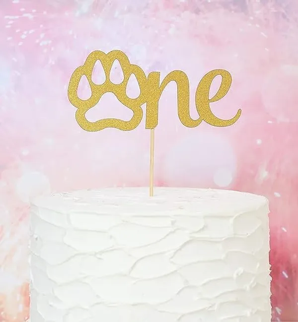 Gold_Silver_Glitter_Cake_Topper_|_Single-Sided_Dog_Paw_Cake_Topper_For_First_Birthday_|_Cake_Decoration_|_Photo_Booth_Props_|_Smach_Cake_Decoration/Golden_Color