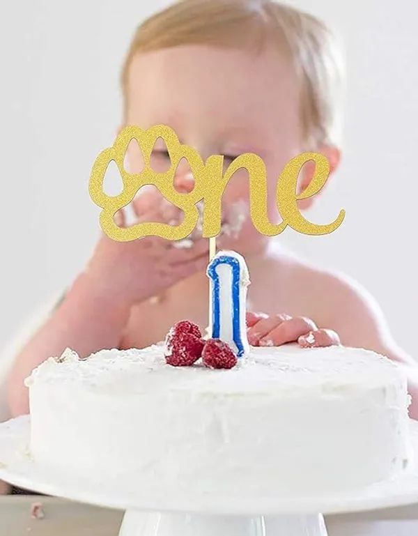 Gold_Silver_Glitter_Cake_Topper_|_Single-Sided_Dog_Paw_Cake_Topper_For_First_Birthday_|_Cake_Decoration_|_Photo_Booth_Props_|_Smach_Cake_Decoration/Golden_Color