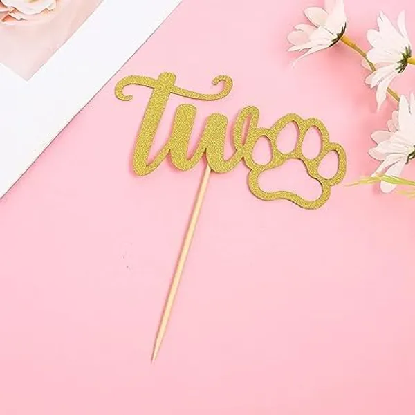 Gold_Rose_Gold_Glitter_Cake_Topper_|_Single-Sided_Dog_Paw_Cake_Topper_For_Second_Birthday_|_Cake_Decoration_|_Photo_Booth_Props_|_Smach_Cake_Decoration