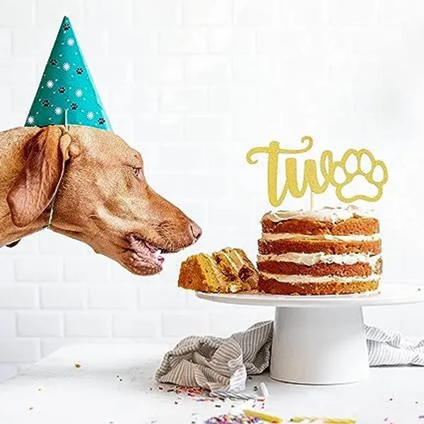 Gold_Rose_Gold_Glitter_Cake_Topper_|_Single-Sided_Dog_Paw_Cake_Topper_For_Second_Birthday_|_Cake_Decoration_|_Photo_Booth_Props_|_Smach_Cake_Decoration