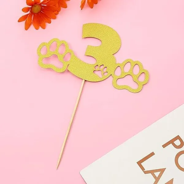 Red_Red_Glitter_Cake_Topper_|_Single-Sided_Dog_Paw_Cake_Topper_For_Third_Birthday_|_Cake_Decoration_|_Photo_Booth_Props_|_Smach_Cake_Decoration/Red_Color