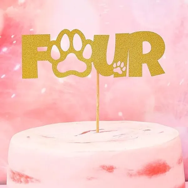 Red_Glitter_Cake_Topper_|_Single-Sided_Dog_Paw_Cake_Topper_For_Fourth_Birthday_|_Cake_Decoration_|_Photo_Booth_Props_|_Smach_Cake_Decoration/Red_Color