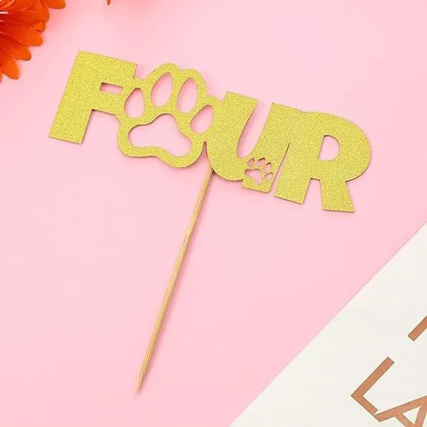 Red_Glitter_Cake_Topper_|_Single-Sided_Dog_Paw_Cake_Topper_For_Fourth_Birthday_|_Cake_Decoration_|_Photo_Booth_Props_|_Smach_Cake_Decoration/Red_Color