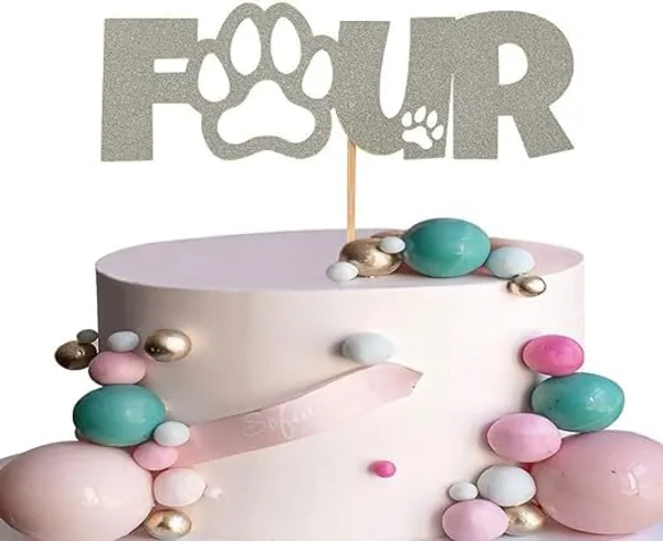 Silver_Silver_Glitter_Cake_Topper_|_Single-Sided_Dog_Paw_Cake_Topper_For_Fourth_Birthday_|_Cake_Decoration_|_Photo_Booth_Props_|_Smach_Cake_Decoration/Silver_Color
