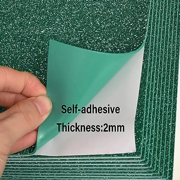 Multicollor_Glitter_Foam_Sheets_|_A4_Size_Self-Adhesive_Sparkle_Eva_Sheets_For_Crafting_|_Thick_&_Shiny_Foam_Sheet_|_For_Children'S_Craft_Activities_Diy_Art_Cutter_|_30_X_20Cm_/_Pack_Of_10_/_Dark_Green