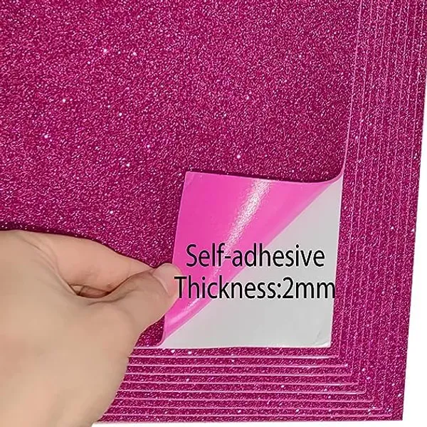 Multicollor_Glitter_Foam_Sheets_|_A4_Size_Self-Adhesive_Sparkle_Eva_Sheets_For_Crafting_|_Thick_And_Shiny_Foam_Sheet_|_For_Children'S_Craft_Activities_Diy_Art_Cutters_|_30_X_20Cm_/_Pack_Of_10_/_Magenta