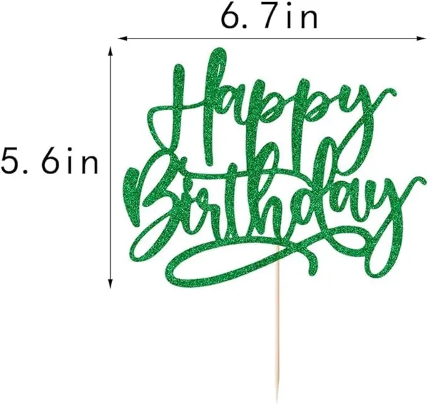 Multi_Happy_Birthday_Cake_Topper_|_Green_Glitter_Cake_Topper_|_Glitter_Cake_Decoration_|_B'Day_Celebration/Green_Color