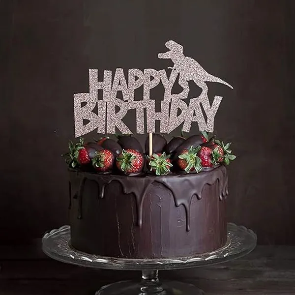 Multicollor_Happy_Birthday_Cake_Topper_|_Orange_Glitter_Dinosaur_Cake_Topper_|_Animal_Theme_Party_Cake_Decoration_|_Jungle_Theme_Celebration