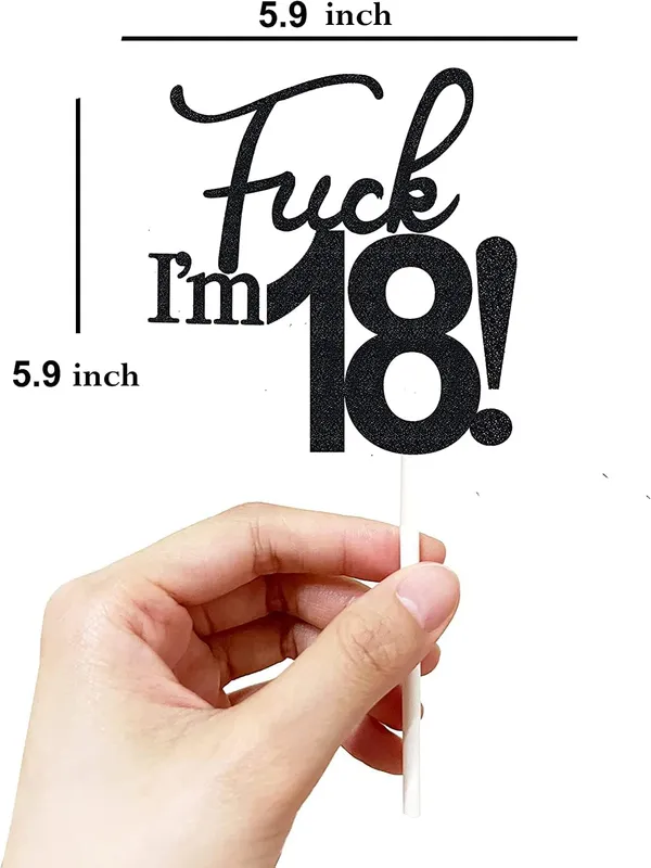 Multi_18_Cake_Topper_|_Black_Glitter_Cake_Topper_For_18Th_Birthday_|_Happy_Birthday_Cake_Topper_|_Funny_18Th_Cake_Topper/Black
