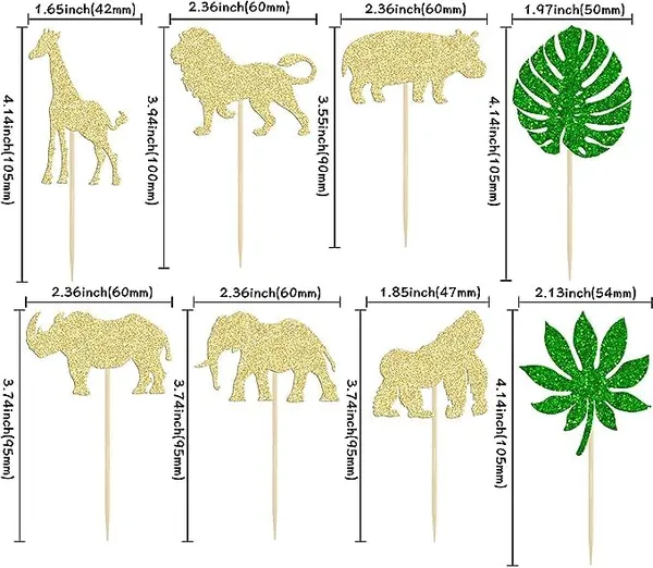 Gold_Cupcake_Topper_|_24Pcs_Gold_Glitter_Jungle_Safari_Animal_Cupcake_Toppers_|_Green_Leaf_Topper_|_Wild_Animals_Cupcake_Picks_|_Jungle_Theme_Party_|_Baby_Shower_|_Kids_Birthday_Party