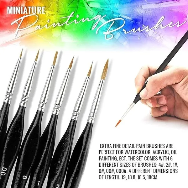 Multicollor_6Pcs_Detail_Paint_Brush_Set_|_Small_Paint_Miniature_Brushes_|_Fine_Tip_|_Micro_Detail_Painting_Brush_Kit_|_Brush_For_Paper_Canvas