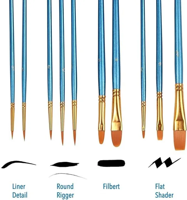 Multicollor_10Pcs_Paint_Brushes_Set_|_Oil_Paint_Brushes_|_Watercolor_Paint_Brush_|_Gouache_Painting_|_Acrylic_Painting