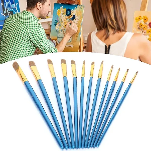 Multicollor_12Pcs_Paint_Brushes_Set_|_Oil_Paint_Brushes_|_Watercolor_Paint_Brush_|_Gouache_Painting_|_Acrylic_Painting