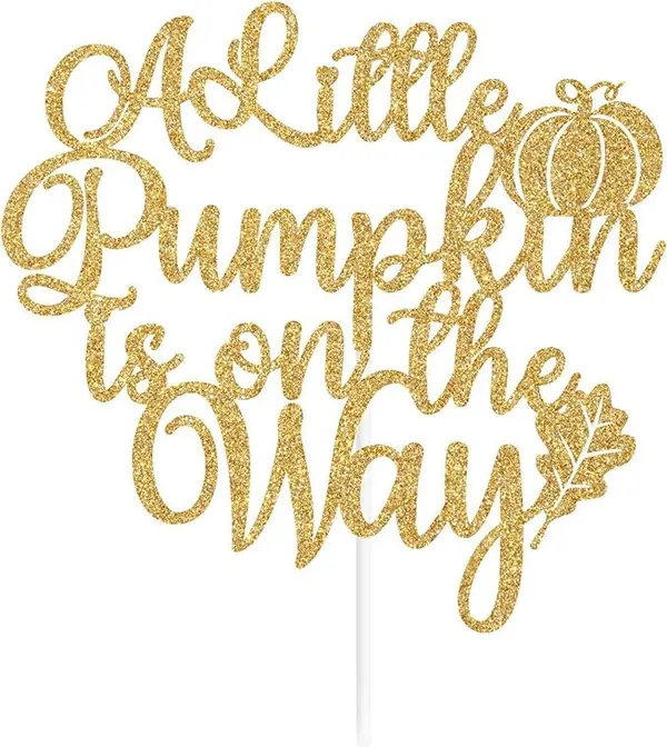Gold_A_Little_Pumpkin_Is_On_The_Way_Cake_Topper_|_Gold_Glitter_Cake_Topper_|_Pumpkin_Theme_Party_Cake_Decoration_|_Pumpkin_Theme_Celebration