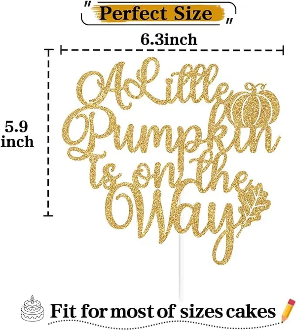 Gold_A_Little_Pumpkin_Is_On_The_Way_Cake_Topper_|_Gold_Glitter_Cake_Topper_|_Pumpkin_Theme_Party_Cake_Decoration_|_Pumpkin_Theme_Celebration