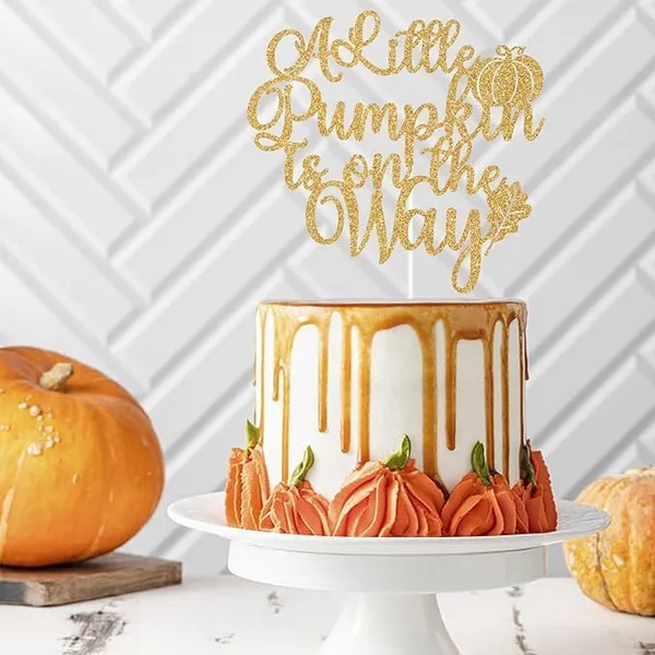 Gold_A_Little_Pumpkin_Is_On_The_Way_Cake_Topper_|_Gold_Glitter_Cake_Topper_|_Pumpkin_Theme_Party_Cake_Decoration_|_Pumpkin_Theme_Celebration
