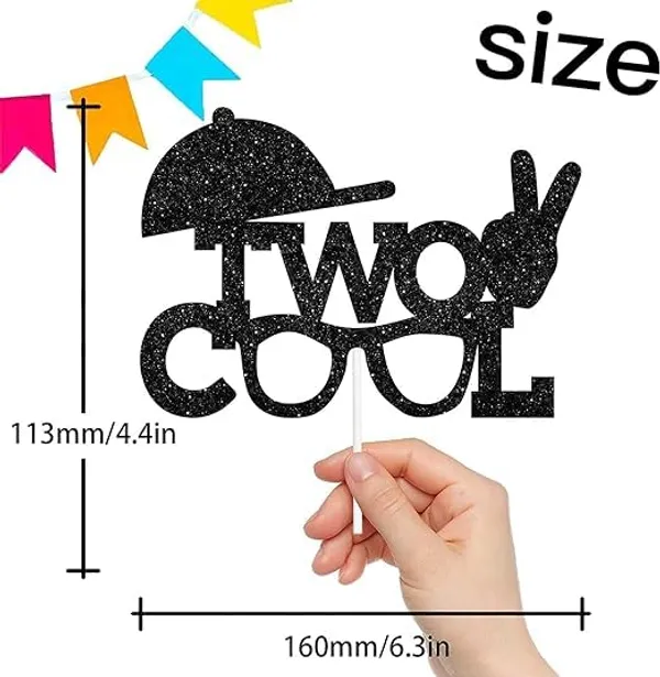 Multi_Two_Cool_Cake_Topper_|_2Nd_Birthday_Party_Black_Glitter_|_Second_Birthday_Photo_Props_|_Party_Decoration_Supplies_|_Smash_Cake_Decoration_|_Sunglasses_Shape