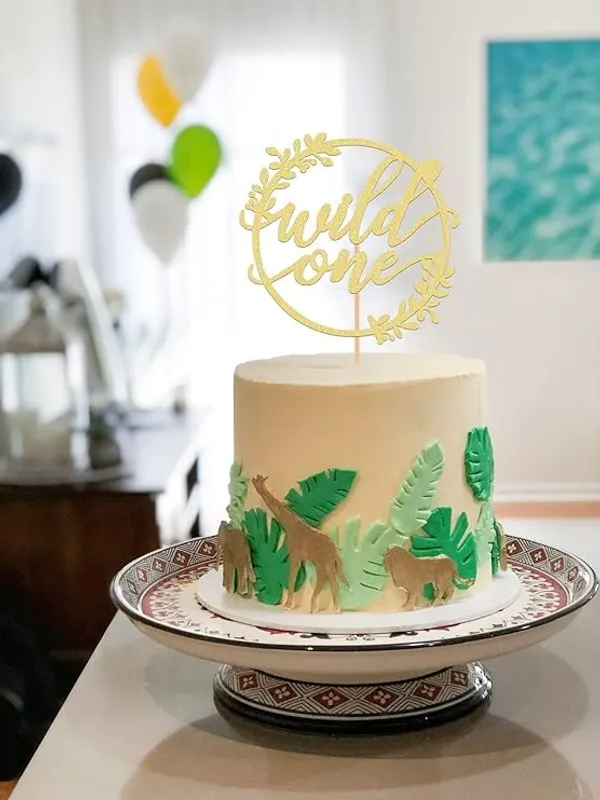 Gold_Wild_One_Cake_Topper_|_Jungle_Theme_1St_Birthday_Party_Decoration_|_Gold_Glitter_Cake_Topper_For_First_Birthday_|_Safari_And_Animal_Theme_Party_Supplies