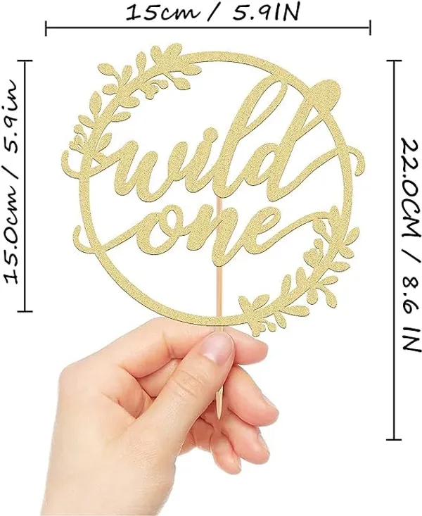 Gold_Wild_One_Cake_Topper_|_Jungle_Theme_1St_Birthday_Party_Decoration_|_Gold_Glitter_Cake_Topper_For_First_Birthday_|_Safari_And_Animal_Theme_Party_Supplies