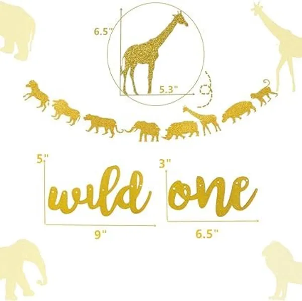 Gold_Wild_One_Banner_|_Gold_Glitter_Birthday_Garland_|_Jungle_Safari_Theme_Party_Decor_|_Pre-Strung_Gold_Glitter_Wild_Animals_Theme_Banner_|_Kids_Birthday_Party_Decor