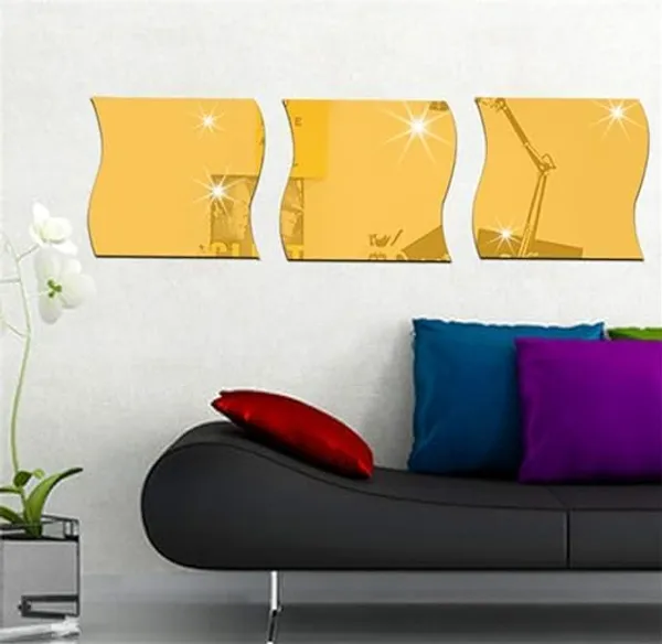 Multicollor_12_Pcs_Wavy_Mirror_Wall_Stickers_|_Full_Length_3D_Mirror_Art_|_Acrylic_Mirror_Wall_Sheet_For_Diy_Home_Decor_|_For_Home/Living_Room/Bedroom/Wall_Decoration