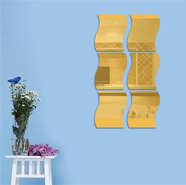 Multicollor_12_Pcs_Wavy_Mirror_Wall_Stickers_|_Full_Length_3D_Mirror_Art_|_Acrylic_Mirror_Wall_Sheet_For_Diy_Home_Decor_|_For_Home/Living_Room/Bedroom/Wall_Decoration