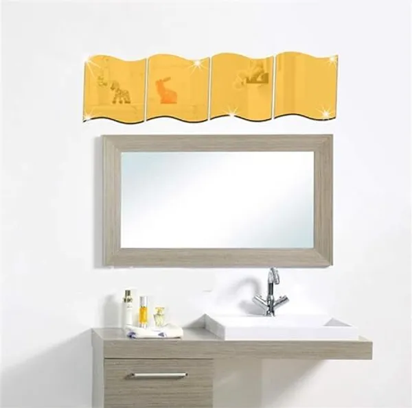 Multicollor_12_Pcs_Wavy_Mirror_Wall_Stickers_|_Full_Length_3D_Mirror_Art_|_Acrylic_Mirror_Wall_Sheet_For_Diy_Home_Decor_|_For_Home/Living_Room/Bedroom/Wall_Decoration