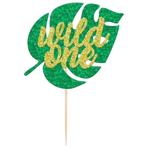 Multi_Gyufise_1Pc_Glitter_Wild_One_Cake_Topper_Jungle_Safari_Monstera_Leaf_One_Cake_Decoration_For_Kids_First_Birthday_Baby_Shower_Party_Decoration_Supplies