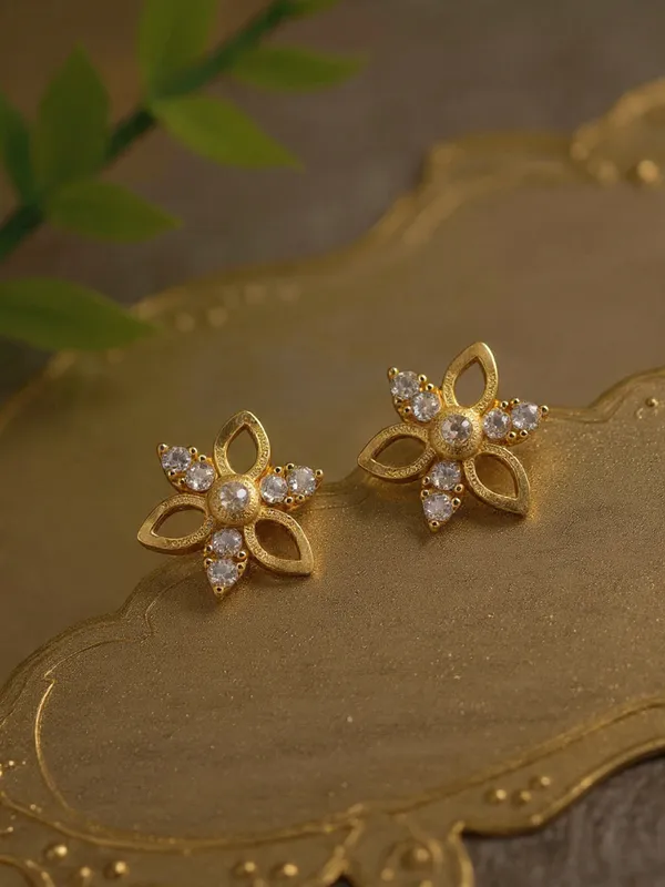 Elegant_Gold_Plated_Floral_Stud_Earrings_With_Sparkling_Cubic_Zirconia_Small_Flower_Jewelry_For_Women