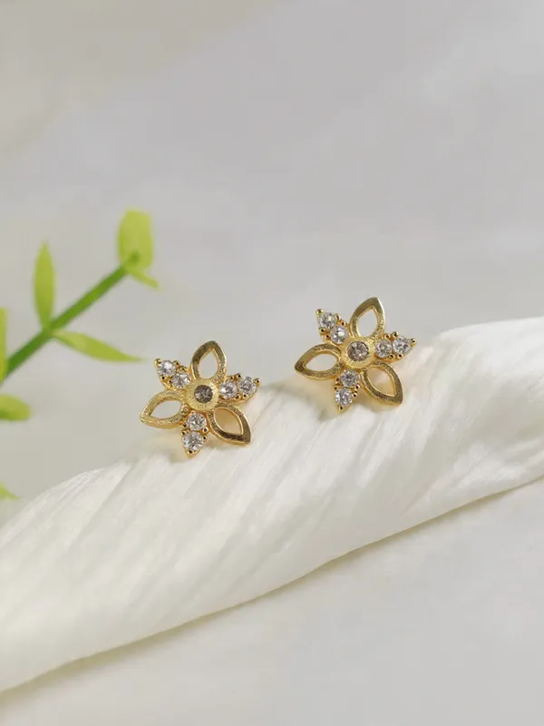 Elegant_Gold_Plated_Floral_Stud_Earrings_With_Sparkling_Cubic_Zirconia_Small_Flower_Jewelry_For_Women