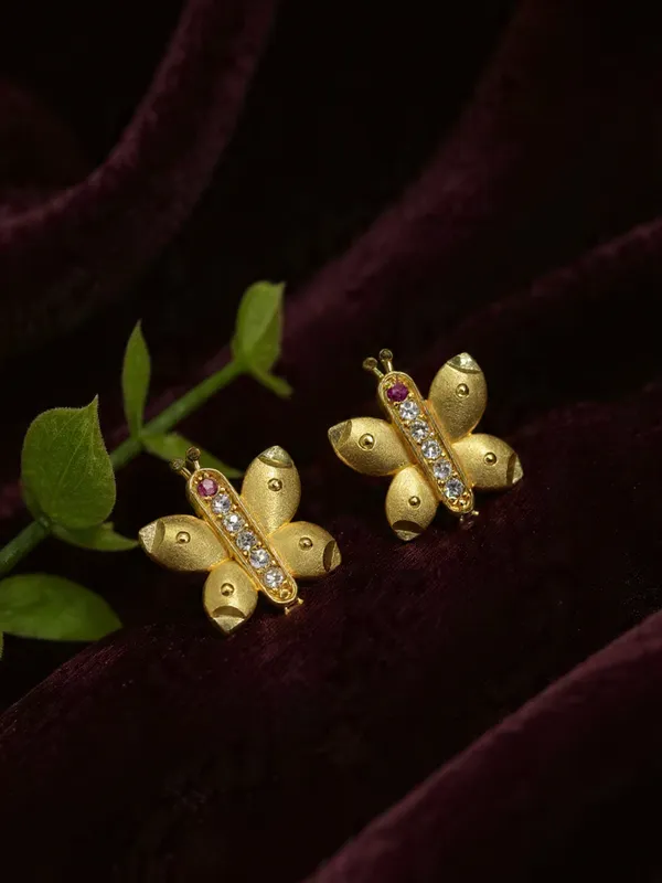 Gold_Plated_Butterfly_Stud_Earrings_With_Ruby_And_Cubic_Zirconia_Stones_For_Women