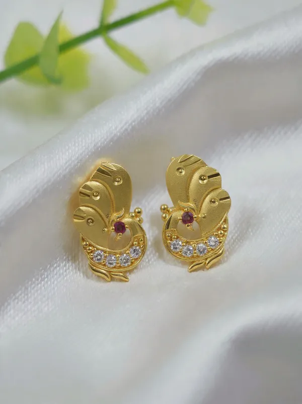 Traditional_Gold-Plated_Peacock_Stud_Earrings_With_Ruby_And_White_Cz_Stones_For_Women