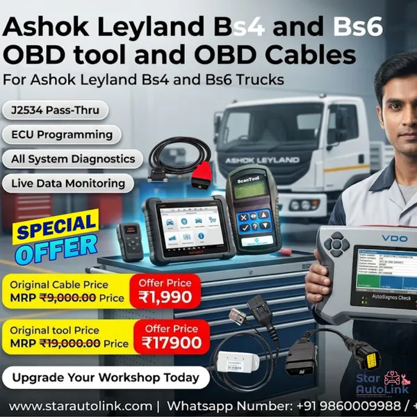 Ashok_Leyland_BS6_Connect_All_Scantool_Cable_OBD2_BS6_Scantool_Cable_OBD_16_pin_Male_Connector_to_10_pin_ECO_Connector_B_STAR036