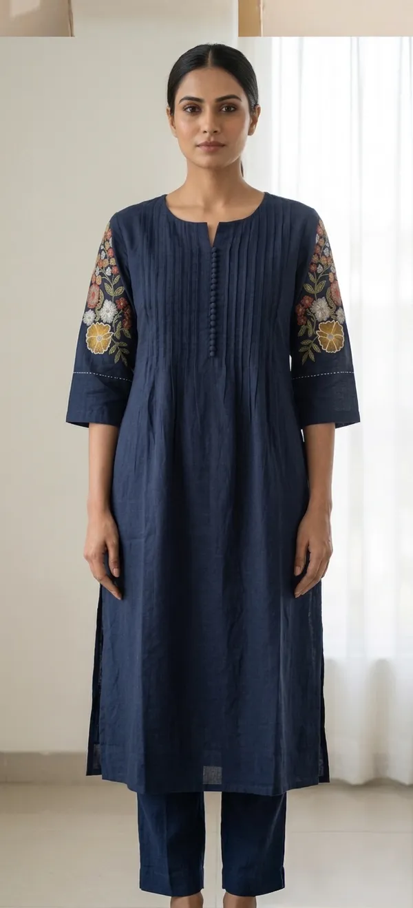 BLUE_PINTEX_AND_THREAD_WORK_COTTON_KURTA_SET