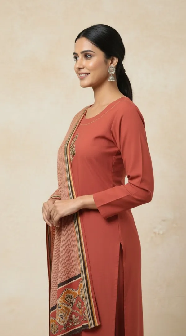 Brown_Aplique_Cotton_Kurta_Set_With_Dupatta_For_Women