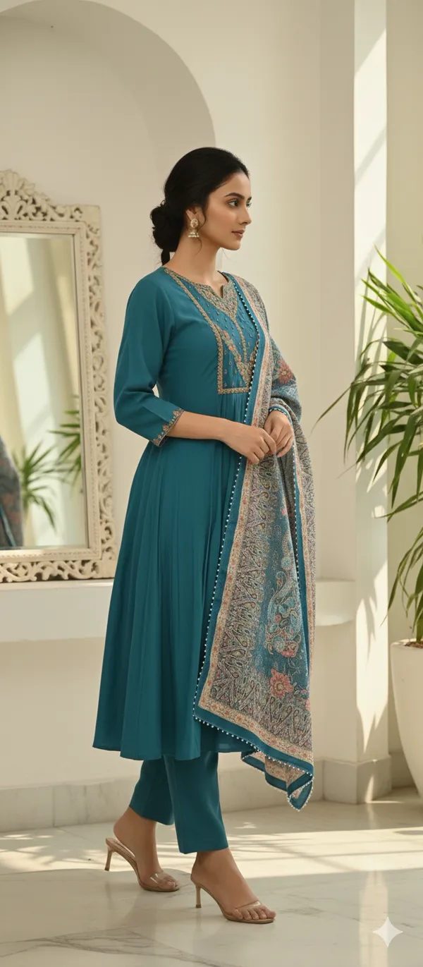 Blue_Hand_Work_Mul_Chanderi_Kurta_Set_With_Dupatta_For_Women_Combo_Set_(_Pack_Of_2)